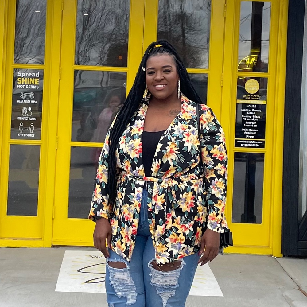 Floral boyfriend blazer